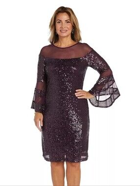 R & M Richards Black Sequence Cocktail Dress In Size 22w